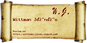 Wittman Jónás névjegykártya