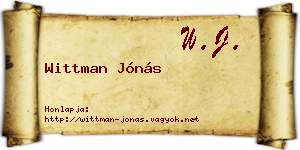 Wittman Jónás névjegykártya